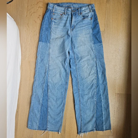 AE Dreamy Drape Stretch Patchwork Low-Rise Baggy Wide-Leg Jean - Picture 3 of 4